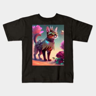 Futuristic Abyssinian Cat Kids T-Shirt